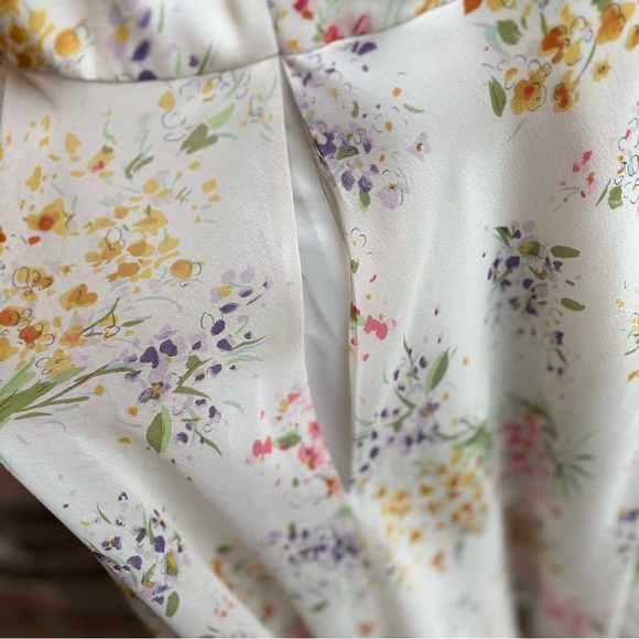 Kay Unger 100% Silk Floral Sleeveless Dress Size 12 with matching scarf - Picture 9 of 13